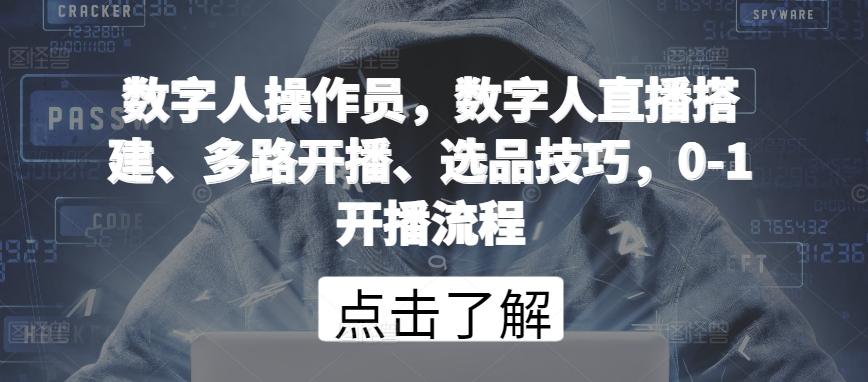 数字人操作员，数字人直播搭建、多路开播、选品技巧，0-1开播流程-随风资源网