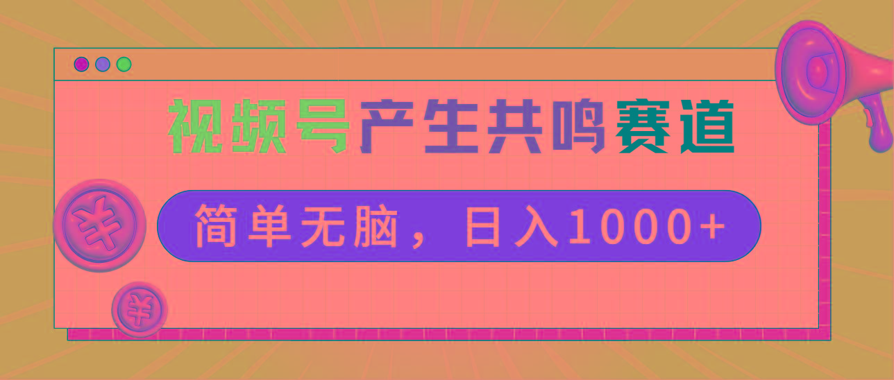 2024年视频号，产生共鸣赛道，简单无脑，一分钟一条视频，日入1000+-随风资源网