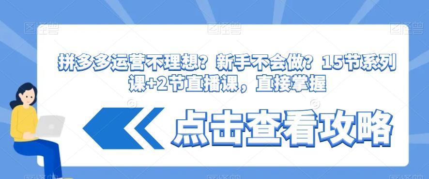 拼多多运营不理想？新手不会做？​15节系列课+2节直播课，直接掌握-随风资源网