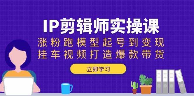 IP剪辑师实操课：涨粉跑模型起号到变现，挂车视频打造爆款带货-随风资源网