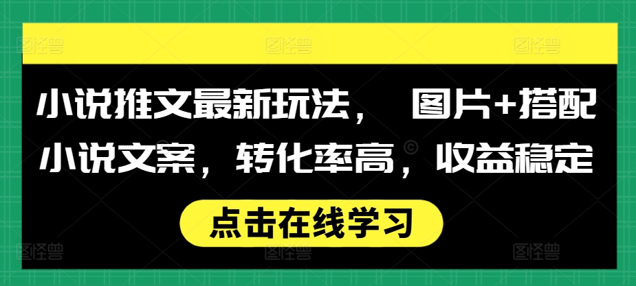 小说推文最新玩法， 图片+搭配小说文案，转化率高，收益稳定-随风资源网