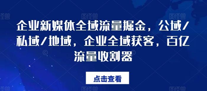 企业新媒体全域流量掘金，公域/私域/地域，企业全域获客，百亿流量收割器-随风资源网