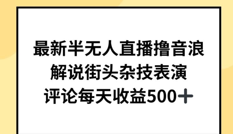 最新半无人直播撸音浪，解说街头杂技表演，平均每天收益500+【揭秘】-随风资源网
