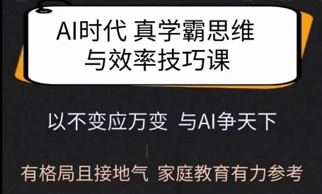 Ai时代真学霸思维与学习方法课，有格局且接地气，家庭教育有力参考-随风资源网