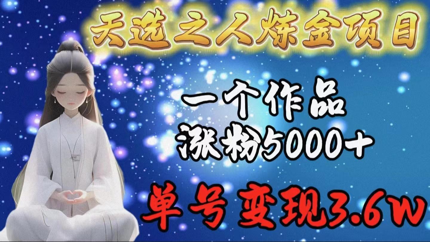 (9693期)天选之人炼金项目，一个作品涨粉5000+，单号变现3.6w-随风资源网