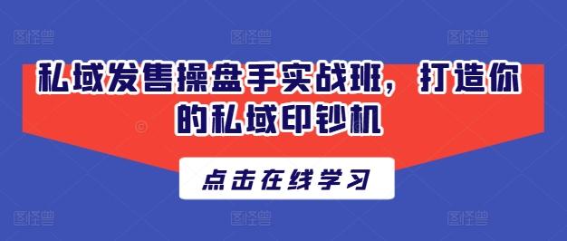 私域发售操盘手实战班，打造你的私域印钞机-随风资源网