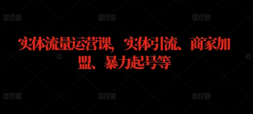 实体流量运营课，实体引流、商家加盟、暴力起号等-随风资源网
