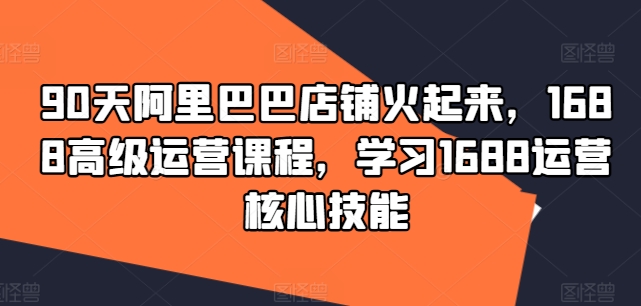 90天阿里巴巴店铺火起来，1688高级运营课程，学习1688运营核心技能-随风资源网
