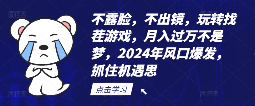 不露脸，不出镜，玩转找茬游戏，月入过万不是梦，2024年风口爆发，抓住机遇【揭秘】-随风资源网