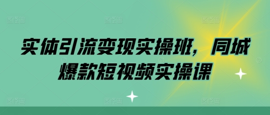 实体引流变现实操班，同城爆款短视频实操课-随风资源网