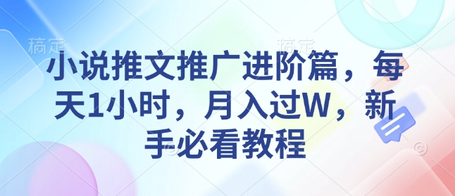 小说推文推广进阶篇，每天1小时，月入过W，新手必看教程-随风资源网
