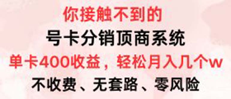 号卡分销顶商系统，单卡400+收益。0门槛免费领，月入几W超轻松！-随风资源网
