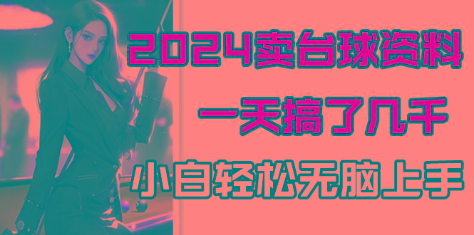 2024卖台球资料，一天搞了几千，小白轻松无脑上手-随风资源网
