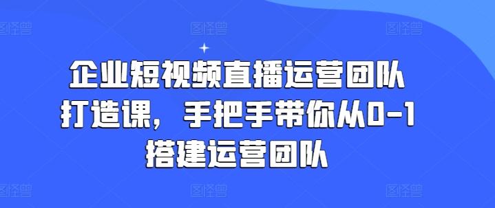 企业短视频直播运营团队打造课，手把手带你从0-1搭建运营团队-随风资源网