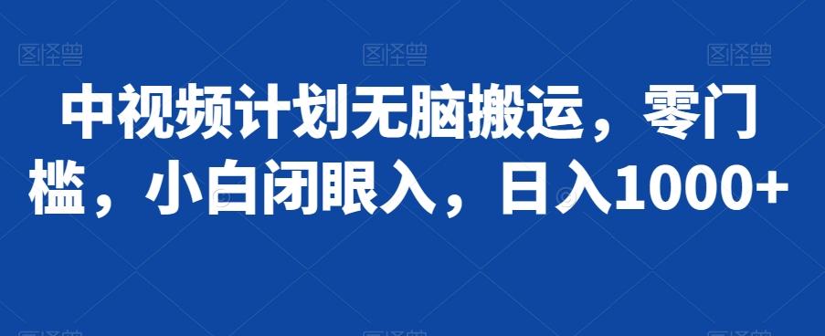 中视频计划无脑搬运，零门槛，小白闭眼入，日入1000+-随风资源网