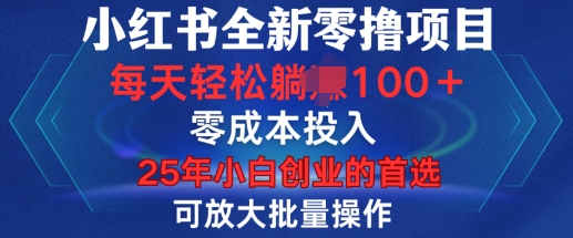 小红书全新纯零撸项目，只要有号就能玩，可放大批量操作，轻松日入100+【揭秘】-随风资源网