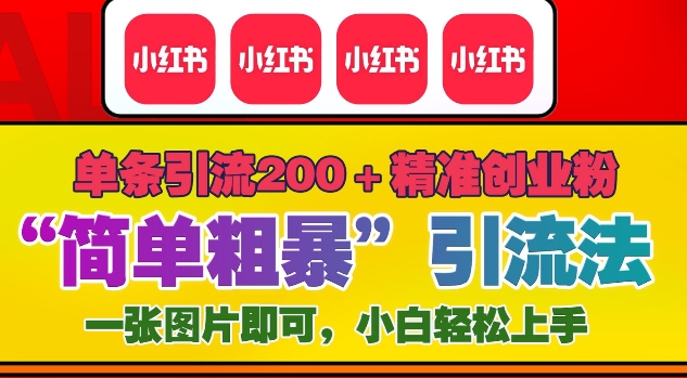 12月底小红书”简单粗暴“引流法，单条引流200+精准创业粉-随风资源网