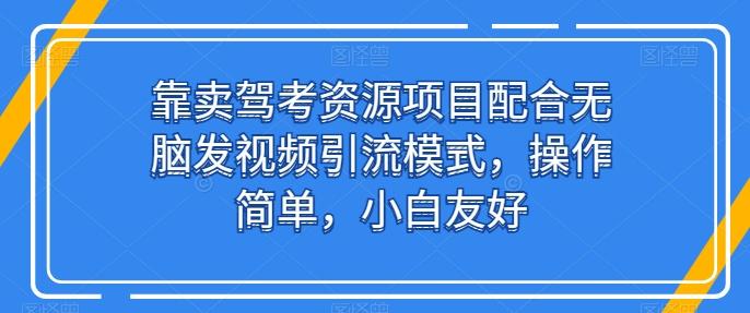 靠卖驾考资源项目配合无脑发视频引流模式，操作简单，小白友好【揭秘】-随风资源网