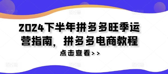 2024下半年拼多多旺季运营指南，拼多多电商教程-随风资源网