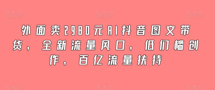外面卖2980元AI抖音图文带货，全新流量风口，低们槛创作，百亿流量扶持-随风资源网