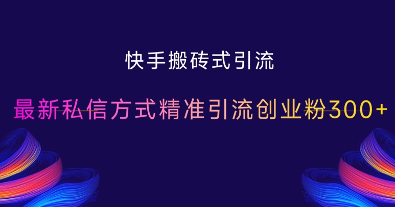 快手搬砖式引流，最新私信方式精准引流创业粉300+-随风资源网