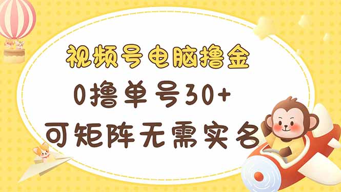 视频号电脑撸金 0撸单号30+ 可矩阵 无需实名多号多得-随风资源网