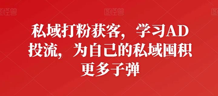 私域打粉获客，学习AD投流，为自己的私域囤积更多子弹-随风资源网