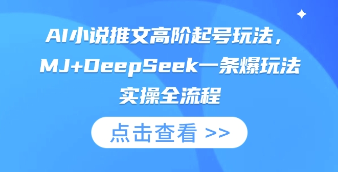 AI小说推文高阶起号玩法，MJ+DeepSeek一条爆玩法实操全流程-随风资源网