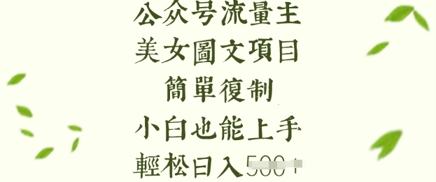 流量主长期收益项目，美女图片简单复制，小白也能上手，轻松日入5张-随风资源网
