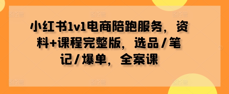 小红书1v1电商陪跑服务，资料+课程完整版，选品/笔记/爆单，全案课-随风资源网