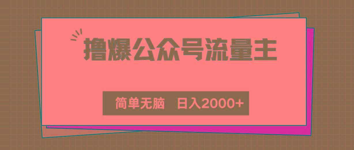 撸爆公众号流量主，简单无脑，单日变现2000+-随风资源网