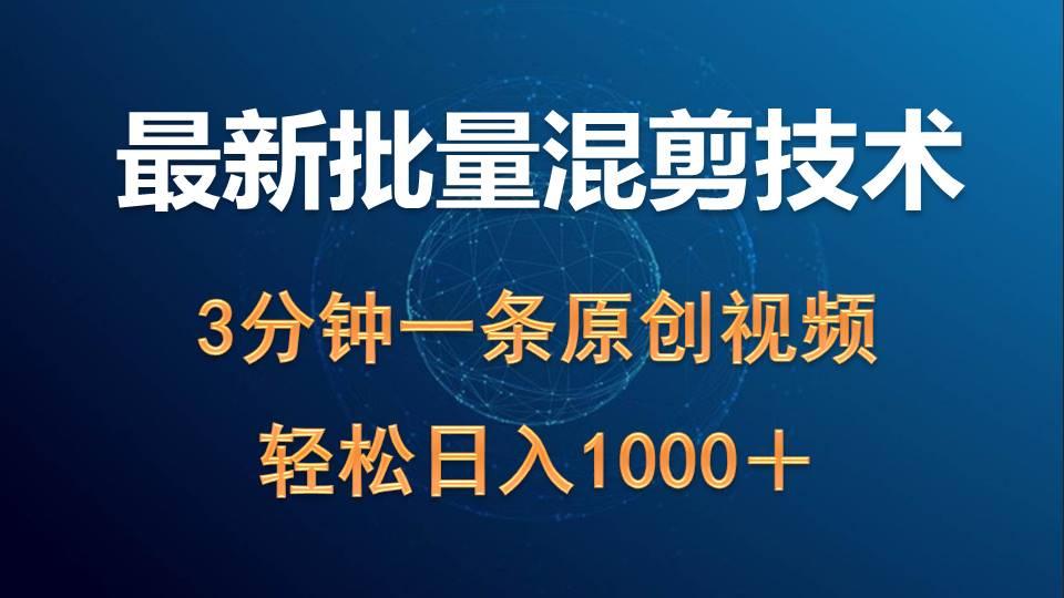 (9982期)最新批量混剪技术撸收益热门领域玩法，3分钟一条原创视频，轻松日入1000＋-随风资源网