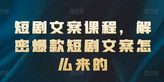 短剧文案课程，解密爆款短剧文案怎么来的-随风资源网
