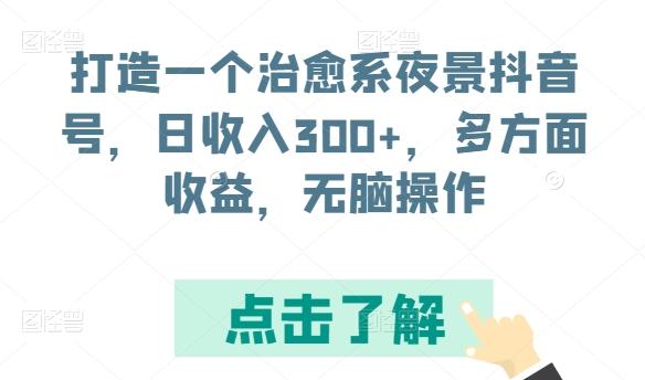 打造一个治愈系夜景抖音号，日收入300+，多方面收益，无脑操作【揭秘】-随风资源网