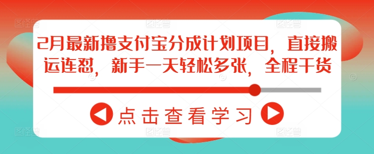 2月最新撸支付宝分成计划项目，直接搬运连怼，新手一天轻松多张，全程干货-随风资源网