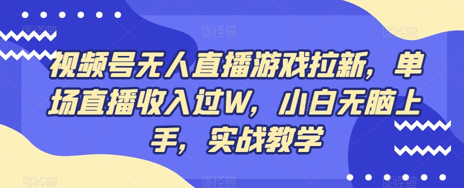 视频号无人直播游戏拉新，单场直播收入过W，小白无脑上手，实战教学-随风资源网
