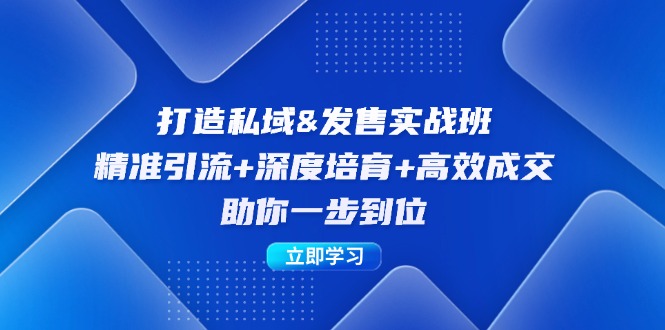 打造私域&发售实操班：精准引流+深度培育+高效成交，助你一步到位-随风资源网
