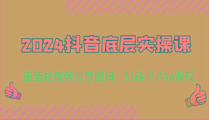2024抖音底层实操课：重塑短视频底层逻辑，打造个人ip变现(52节)-随风资源网