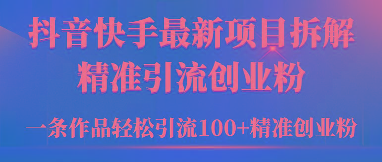 (9447期)2024年抖音快手最新项目拆解视频引流创业粉，一天轻松引流精准创业粉100+-随风资源网