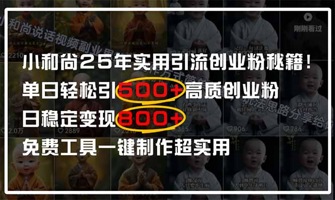 小和尚2025年实用引流秘籍！单日轻松引500+高质量创业粉，日变现800+，…-随风资源网