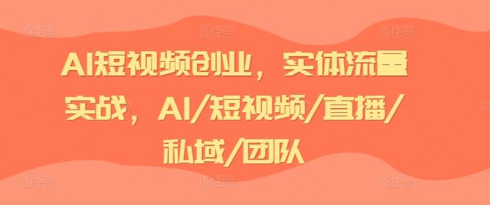 AI短视频创业，实体流量实战，AI/短视频/直播/私域/团队-随风资源网