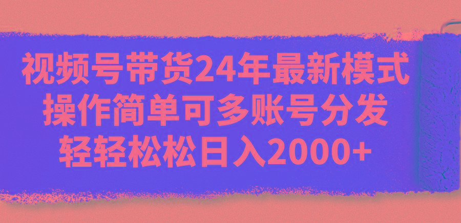 视频号带货24年最新模式，操作简单可多账号分发，轻轻松松日入2000+-随风资源网