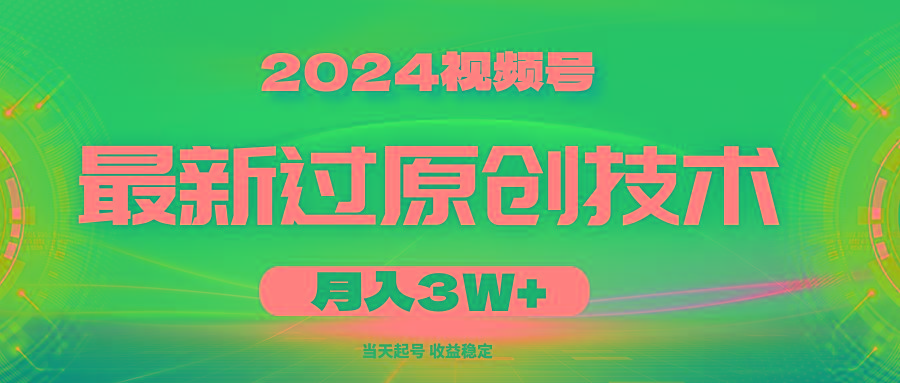 2024视频号最新过原创技术，当天起号，收益稳定，月入3W+-随风资源网