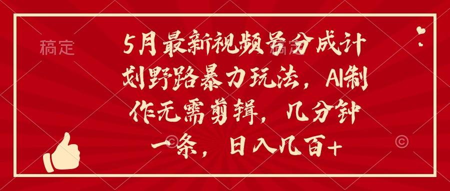 5月最新视频号分成计划野路暴力玩法，ai制作，无需剪辑。几分钟一条，…-随风资源网