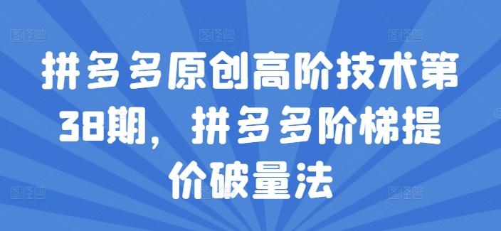 拼多多原创高阶技术第38期，拼多多阶梯提价破量法-随风资源网
