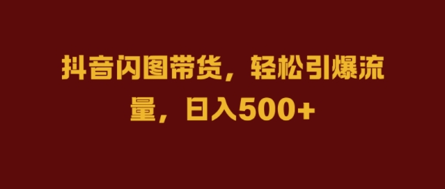 抖音闪图带货，轻松引爆流量，日入几张【揭秘】-随风资源网