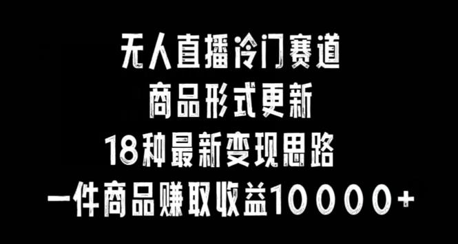 无人直播冷门赛道，商品形式更新，18种变现思路，一件商品赚取收益10000+【揭秘】-随风资源网