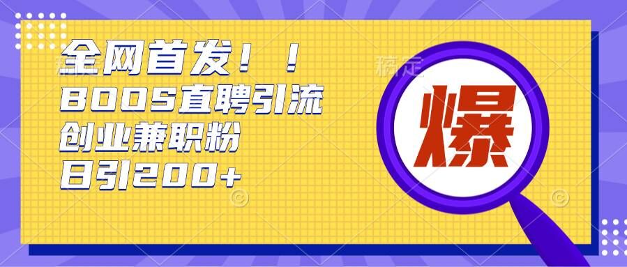 通过Boss直聘，每天轻松钓到200+多条创业大鱼的秘籍【揭秘】-随风资源网