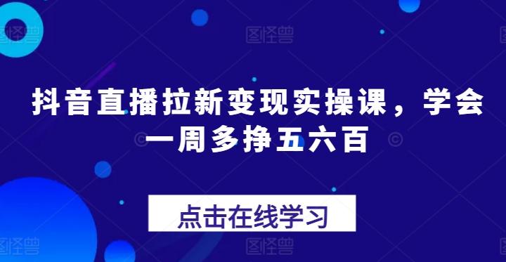 抖音直播拉新变现实操课，学会一周多挣五六百-随风资源网