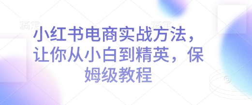 小红书电商实战方法，让你从小白到精英，保姆级教程-随风资源网